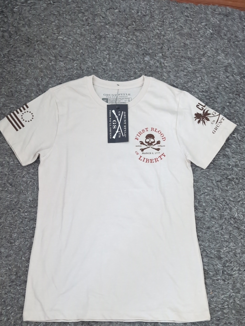 Grunt Style Cream Short‑Sleeve 'First Blood of Liberty' Graphic Tee